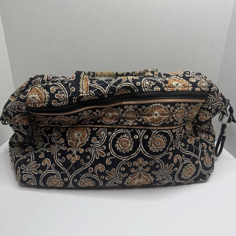 Vera Bradley Caffe Latte Weekender Travel Bag Duffel Retired Black Brown USA